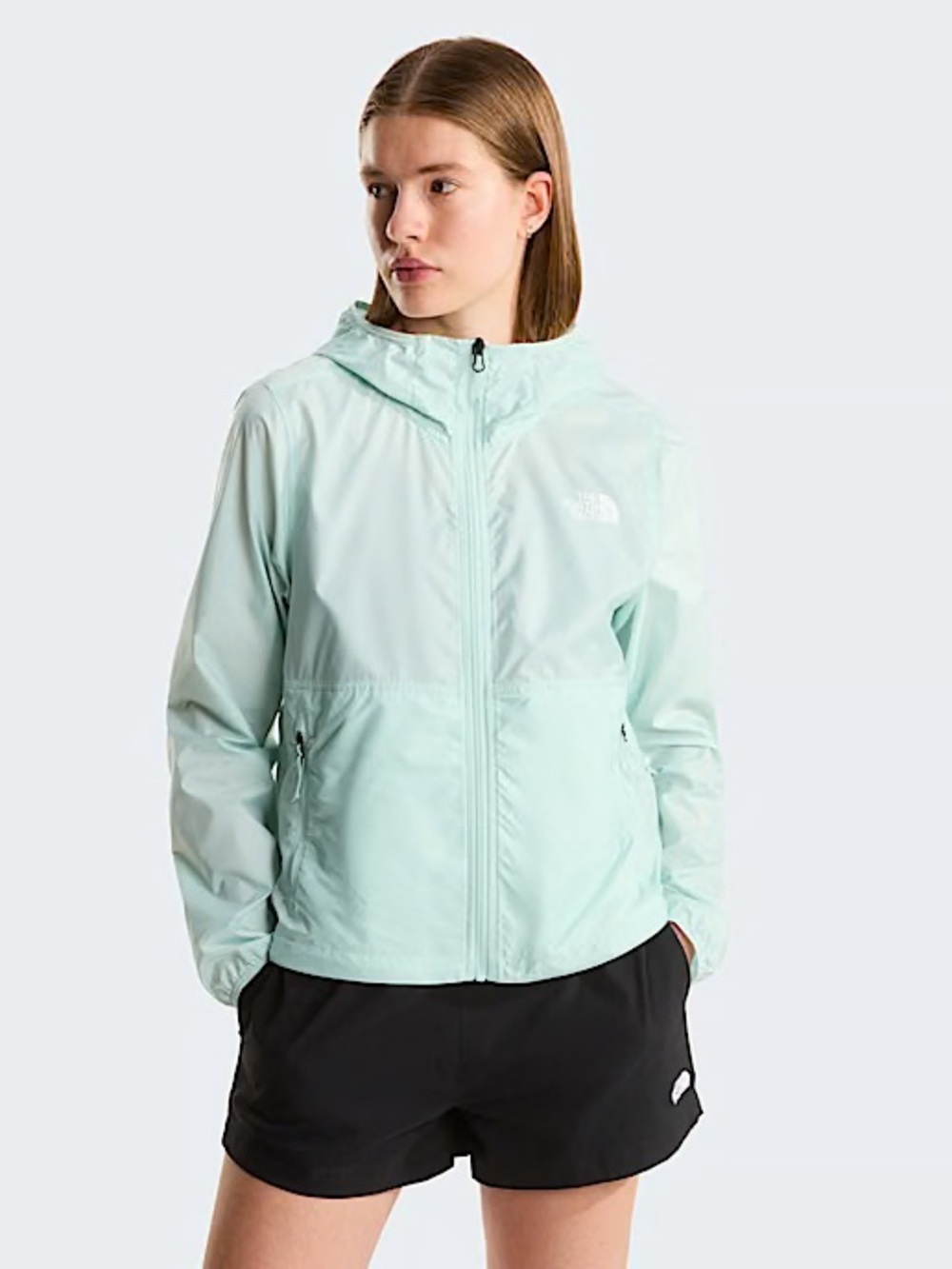 The North Face Women's Flyweight Jacket in a misty jade color